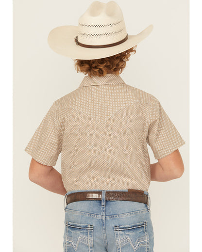 Boys' Grill and Greet Medallion Print Short Sleeve Snap Wes Tan