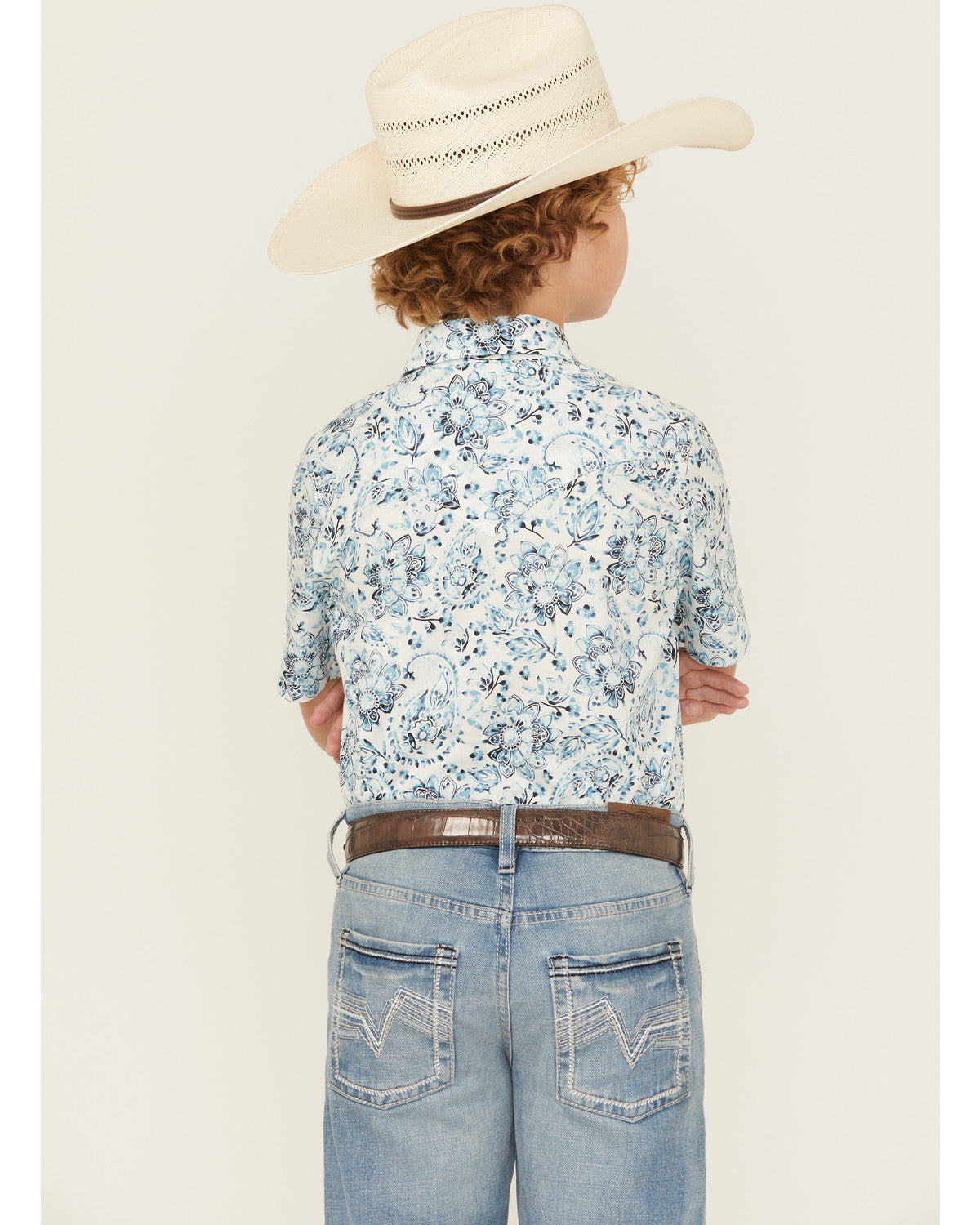 Boys' Frontier Threads Paisley Print Short Sleeve Snap West White