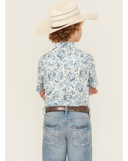 Boys' Frontier Threads Paisley Print Short Sleeve Snap West White