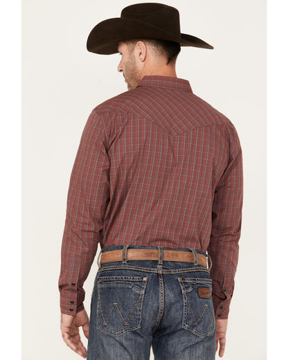 Men's Fire Mountain Long Sleeve Plaid Print Snap Western Sh Red