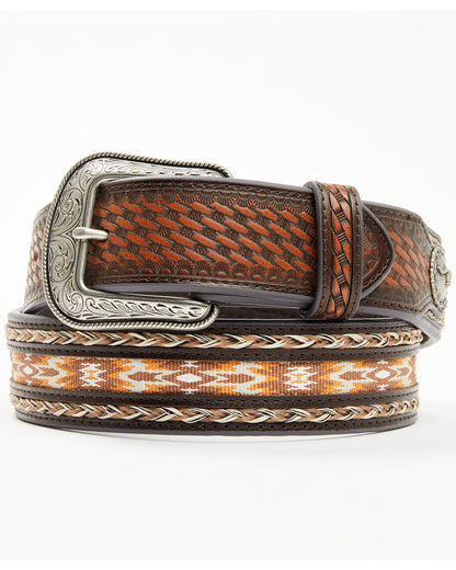 Men's Atwood Southwestern Inlay Belt Dark Brown