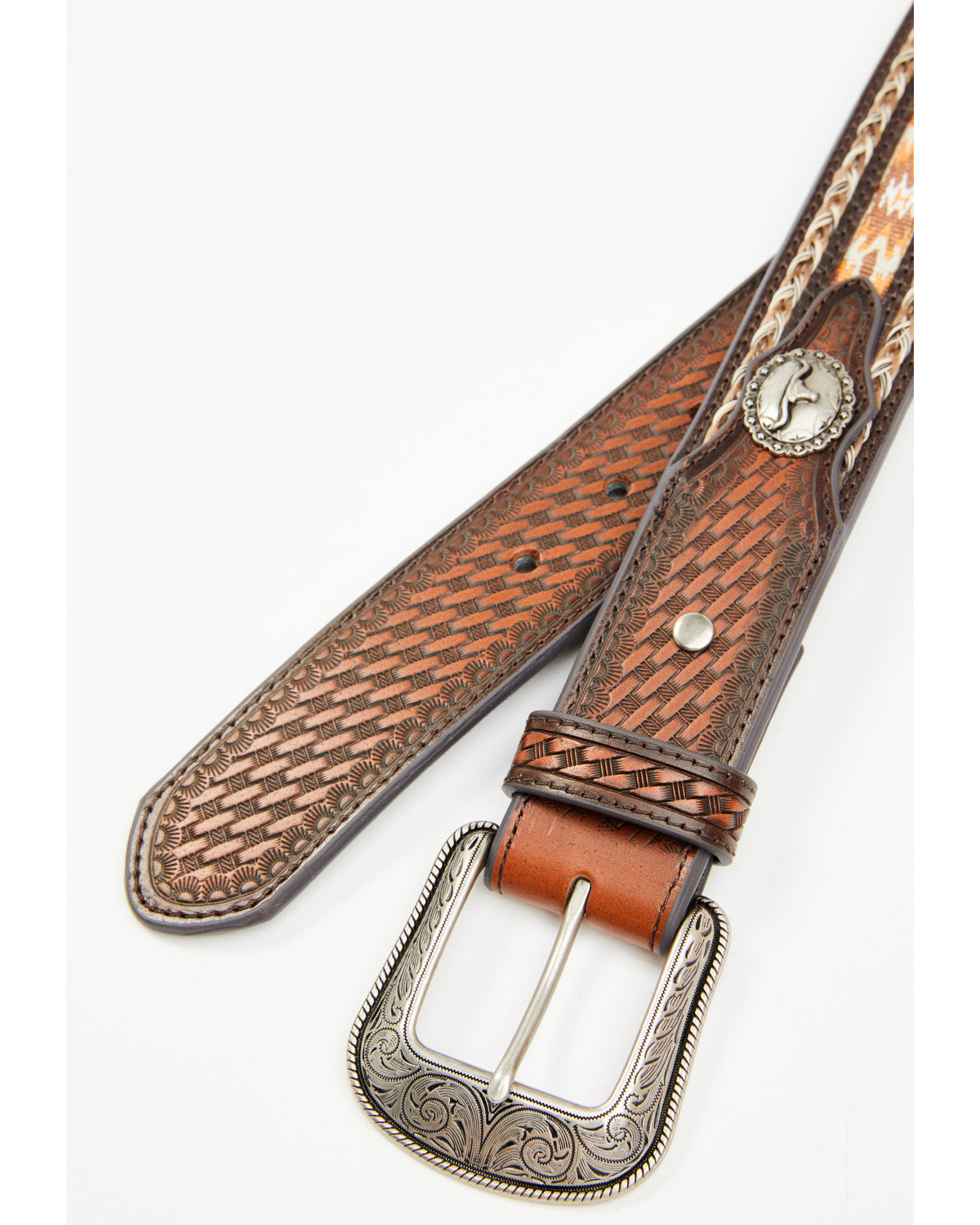 Men's Atwood Southwestern Inlay Belt Dark Brown