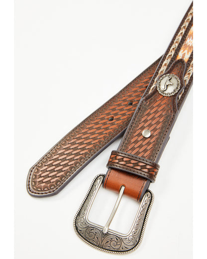 Men's Atwood Southwestern Inlay Belt Dark Brown
