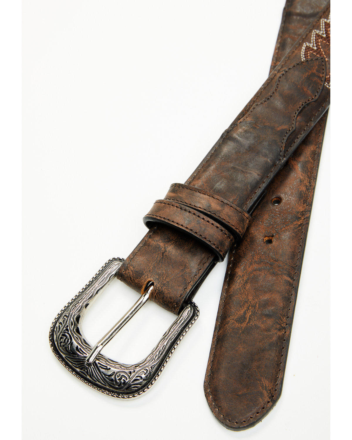 Men's Brooks Stitched Leather Belt Dark Brown