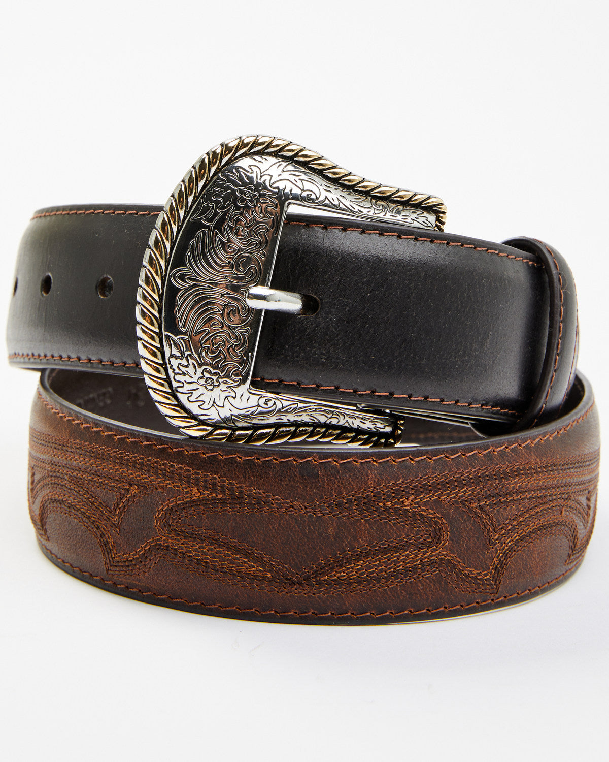 Men's Two-Toned Concho Accent Belt Brown