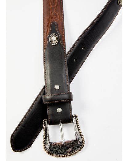 Men's Two-Toned Concho Accent Belt Brown