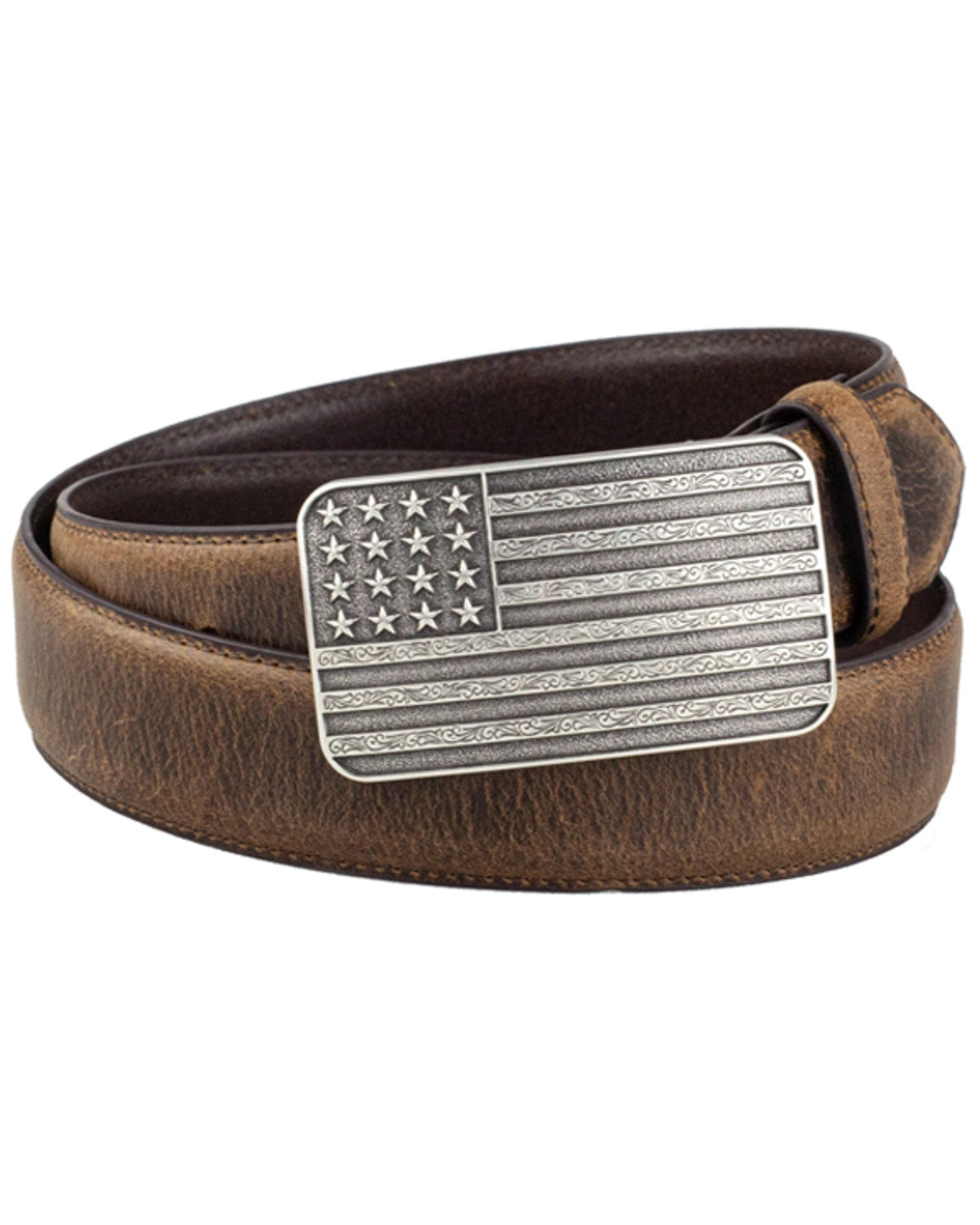 Men's American Flag Buckle Belt Brown