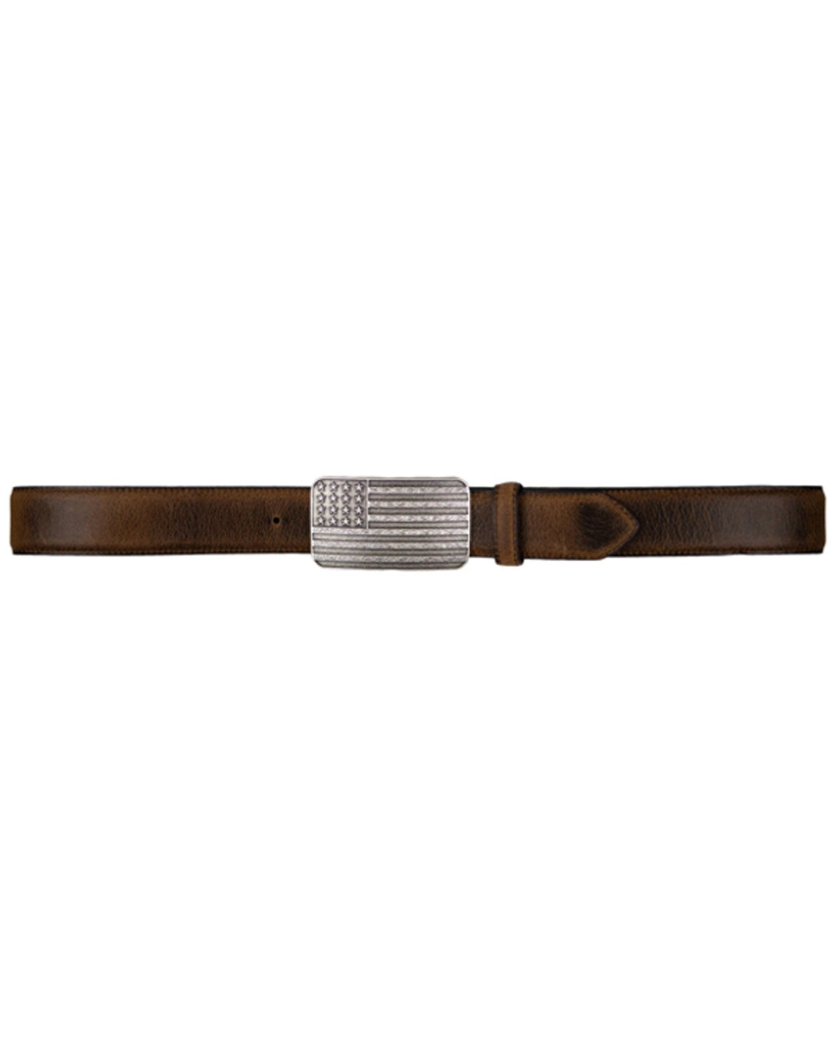 Men's American Flag Buckle Belt Brown