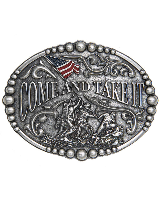 Men's Come and Take It Belt Buckle Silver