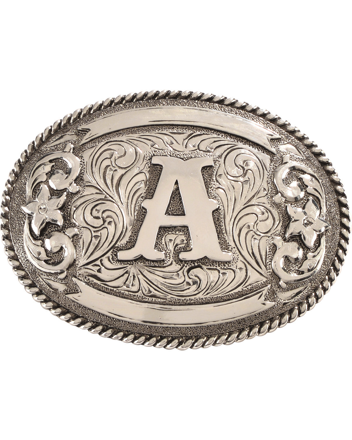 Oval Letter A Initial Belt Buckle Silver