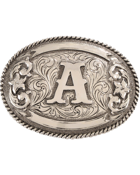 Oval Letter A Initial Belt Buckle Silver