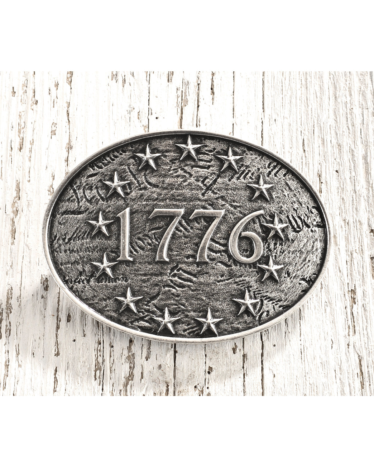 Men's Antique Silver 1776 Belt Buckle Silver