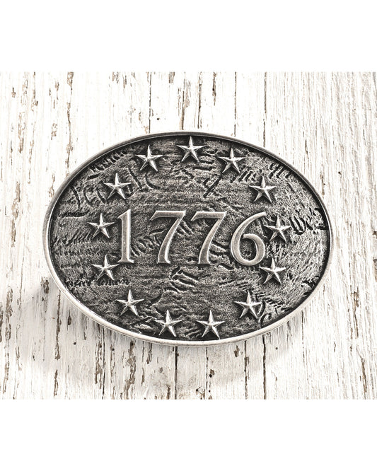 Men's Antique Silver 1776 Belt Buckle Silver