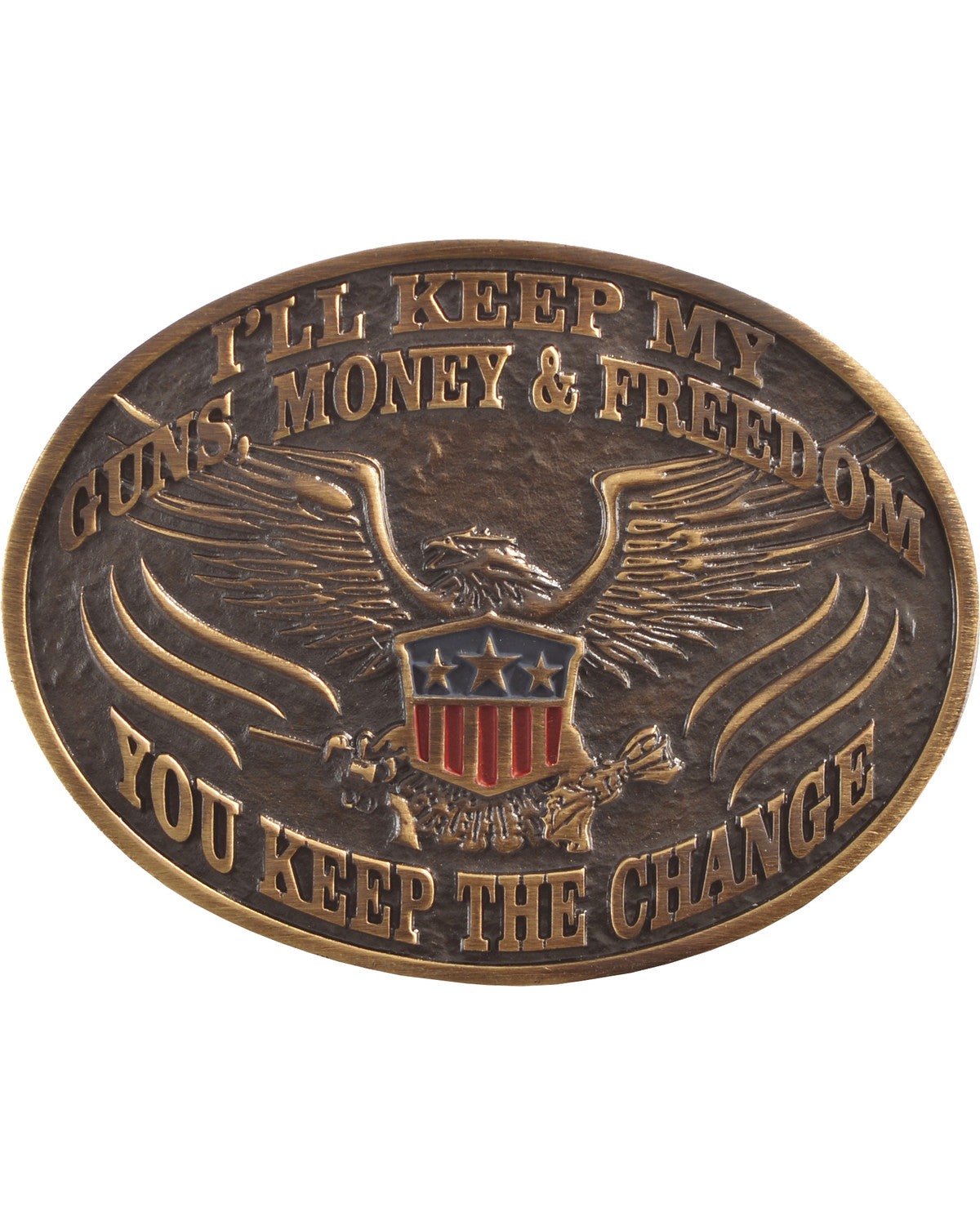 Men's I'll Keep My Guns Belt Buckle Bronze