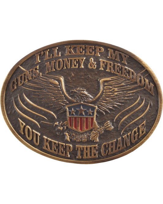 Men's I'll Keep My Guns Belt Buckle Bronze