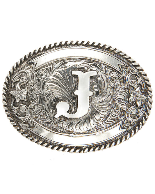 Initial J Belt Buckle Silver