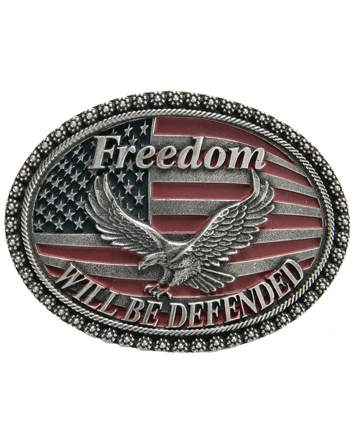 Men's Freedom Will Be Defended Belt Buckle Silver