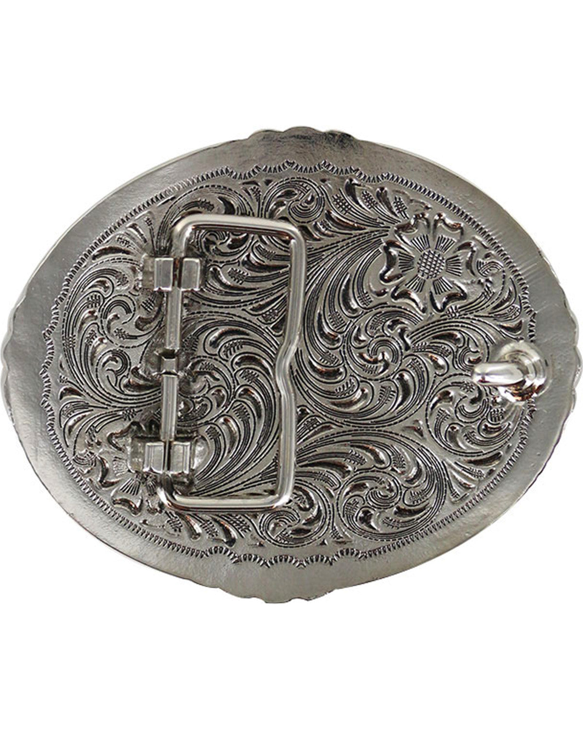 Men's Filigree Cross Belt Buckle Silver
