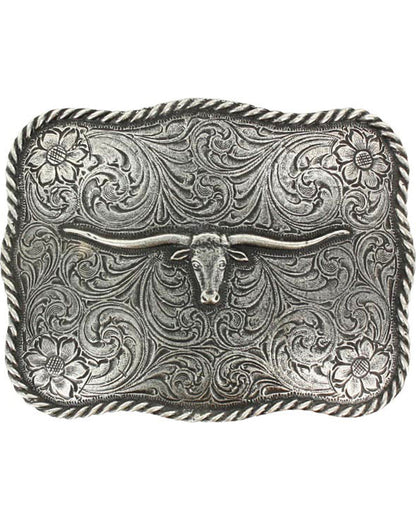 Texas Longhorn Belt Buckle Silver