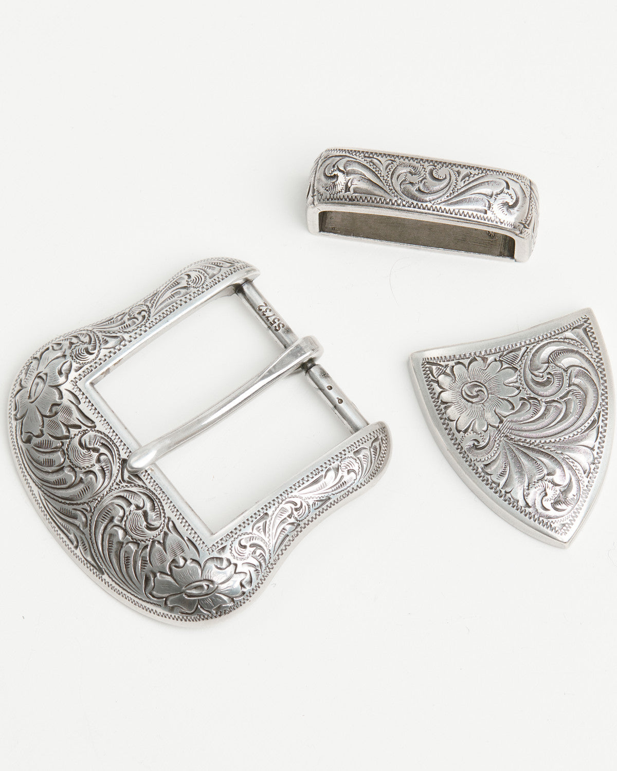 Men's Three-Piece Buckle Set Silver