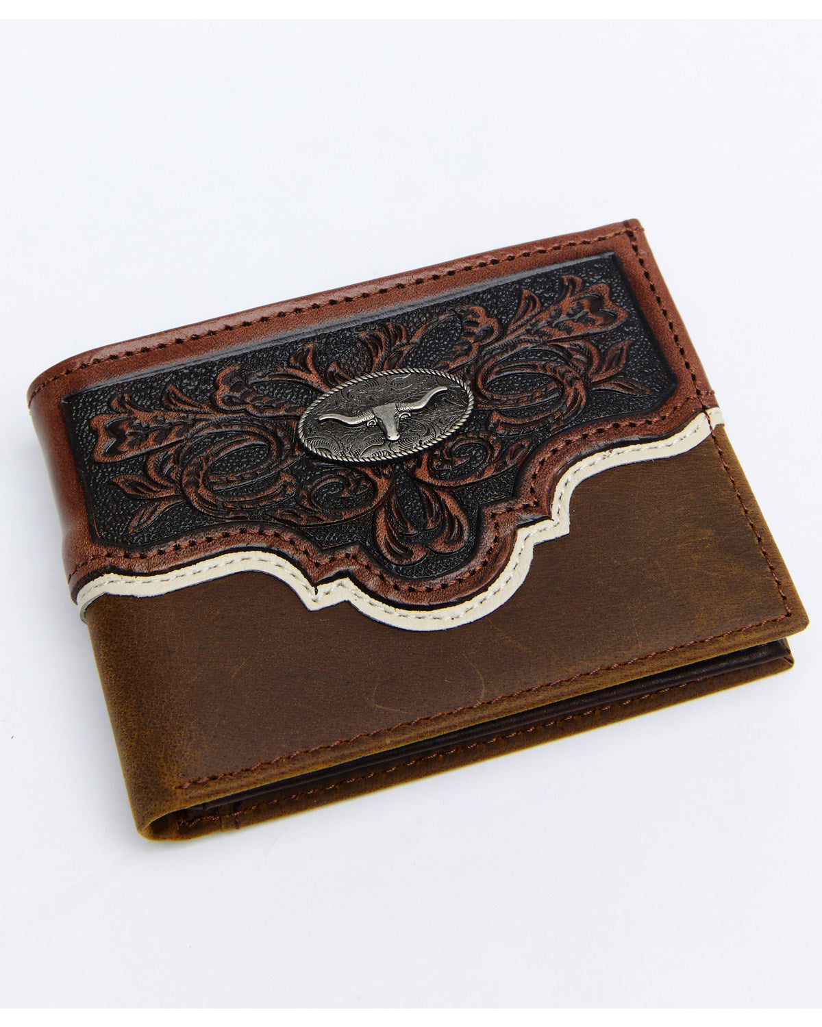 Men's Tooled Bifold Wallet Brown