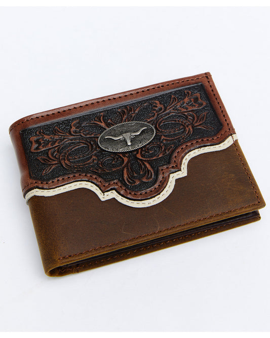Men's Tooled Bifold Wallet Brown