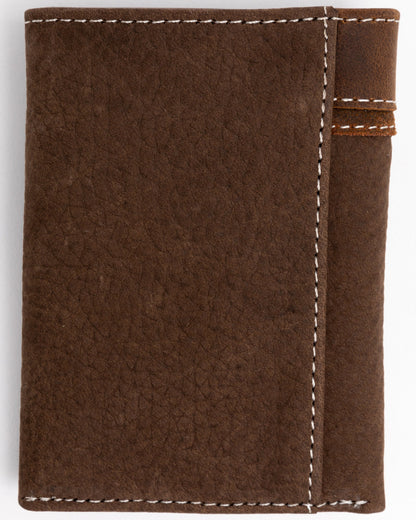 Men's Boot Stitch Longhorn Tri-Fold Leather Wallet Tan