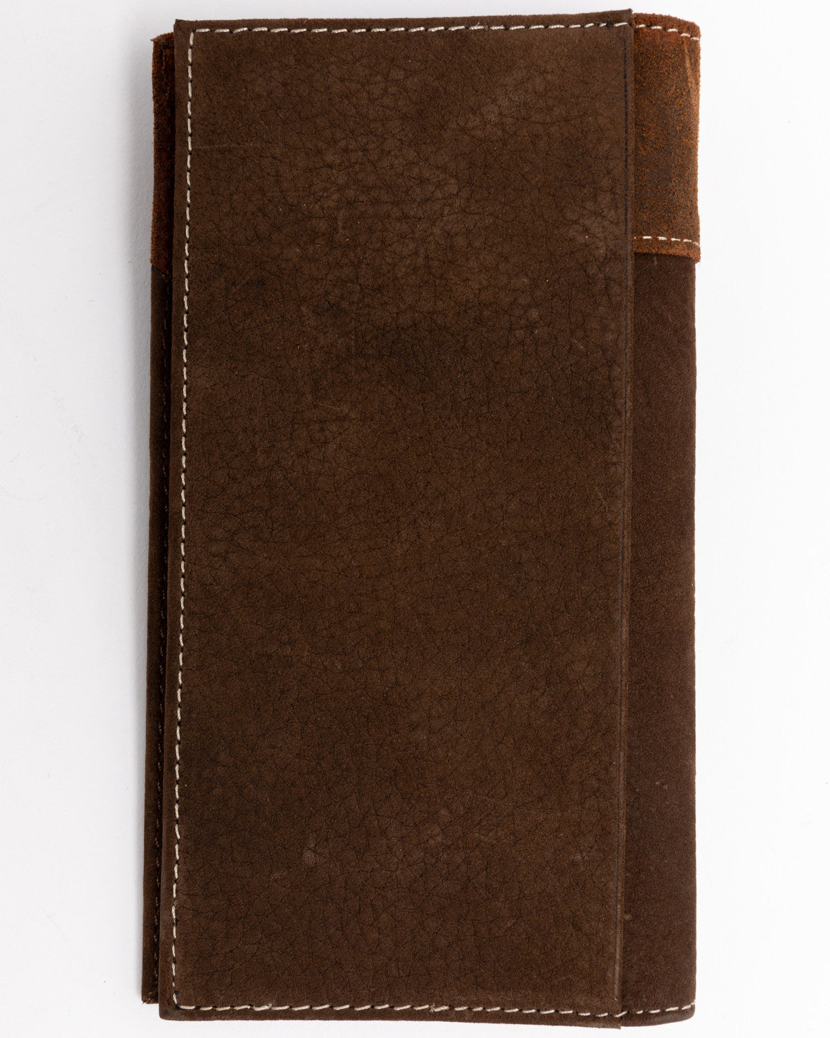 Men's Boot Stitch Long Horn Leather Checkbook Wallet Tan