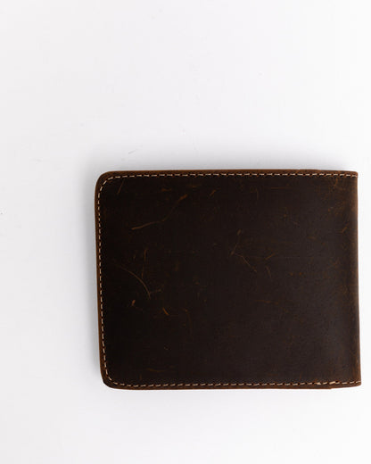 Men's Boot Stitch Bi-Fold Leather Wallet Cognac