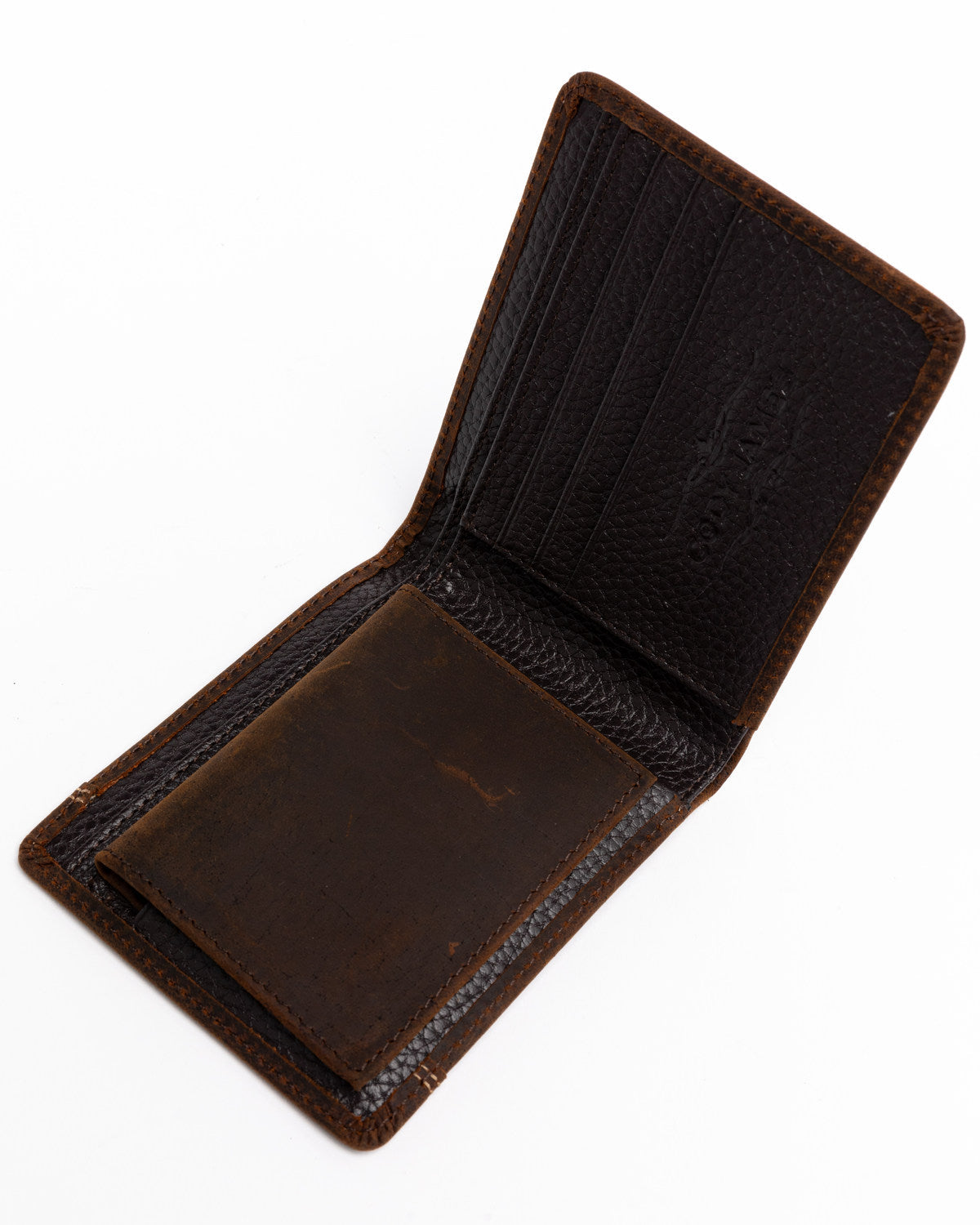 Men's Boot Stitch Bi-Fold Leather Wallet Cognac