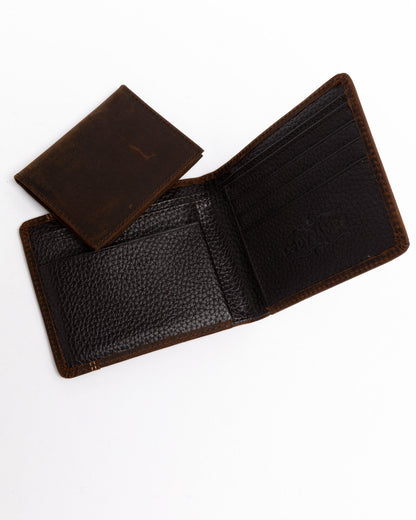 Men's Boot Stitch Bi-Fold Leather Wallet Cognac