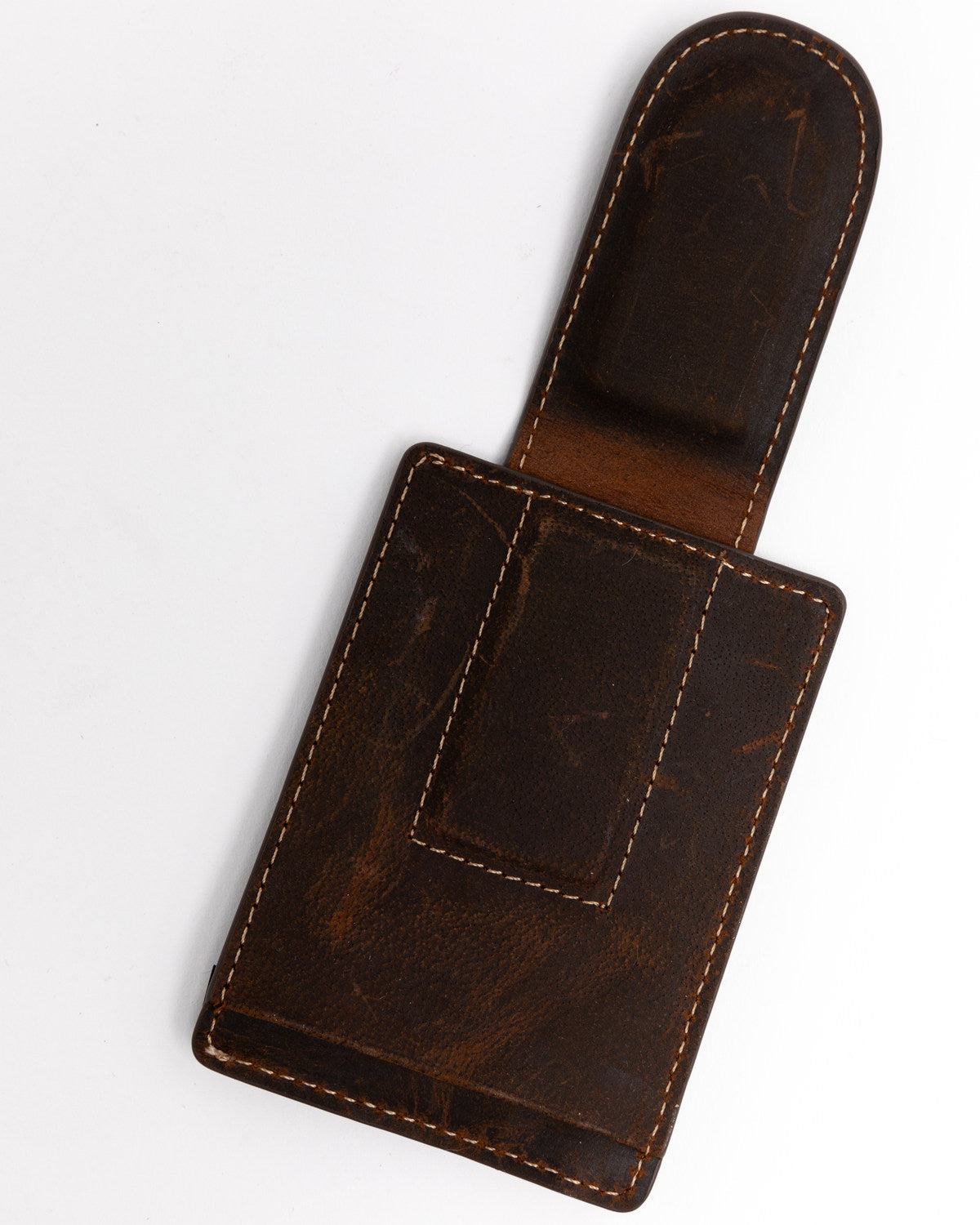 Men's Boot Stitch Money Clip Leather Wallet Chocolate