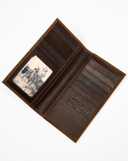 Men's Americana Leather Checkbook Wallet Brown
