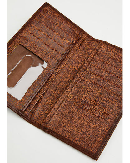 Men's Hutton Basket Weave Tooled Hair-On Bifold Rodeo Walle Brown