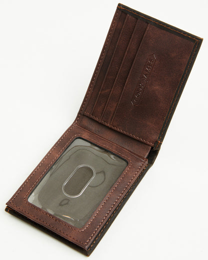 Men's Southwestern Bifold Leather Wallet Dark Brown