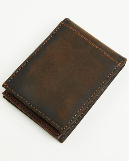 Men's Southwestern Bifold Leather Wallet Dark Brown