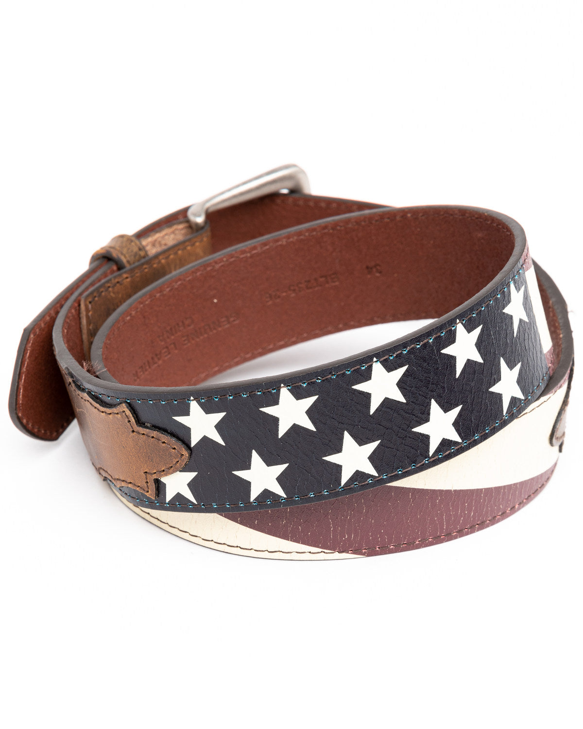 Men's Vintage American Flag Belt Brown
