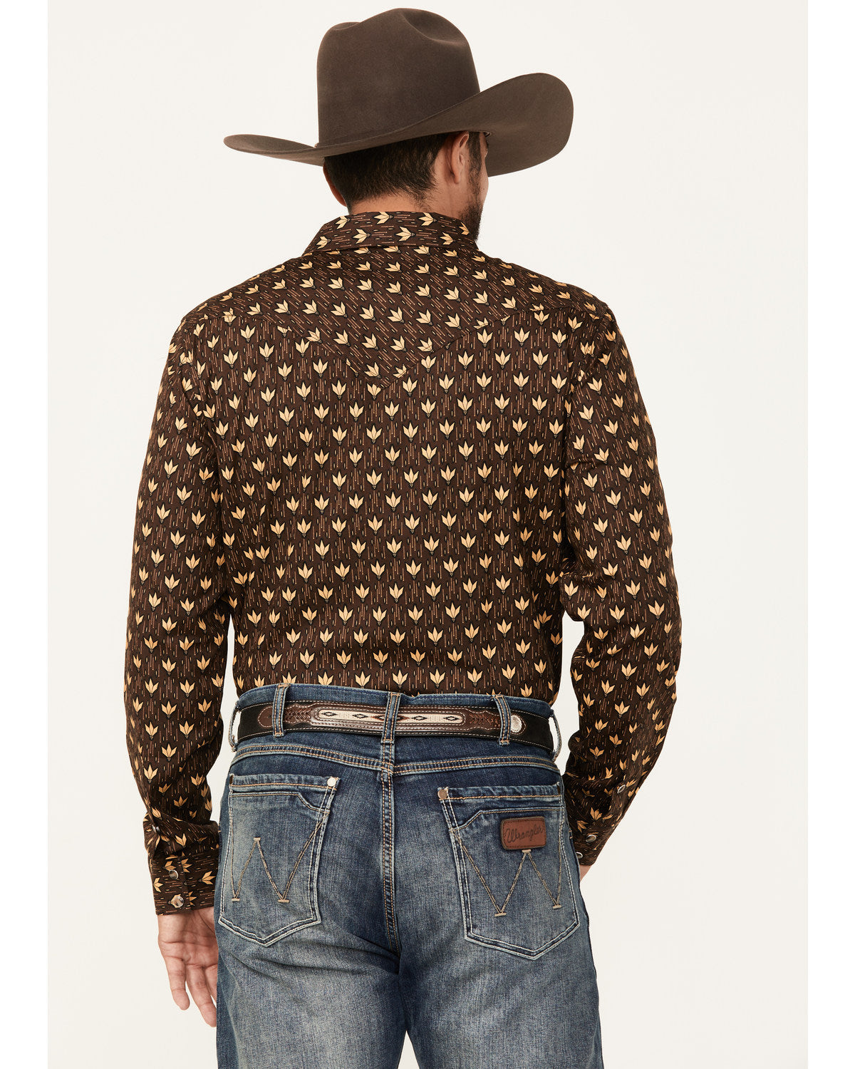 Men's Reign In Striped Print Long Sleeve Snap Western Shirt Chocolate