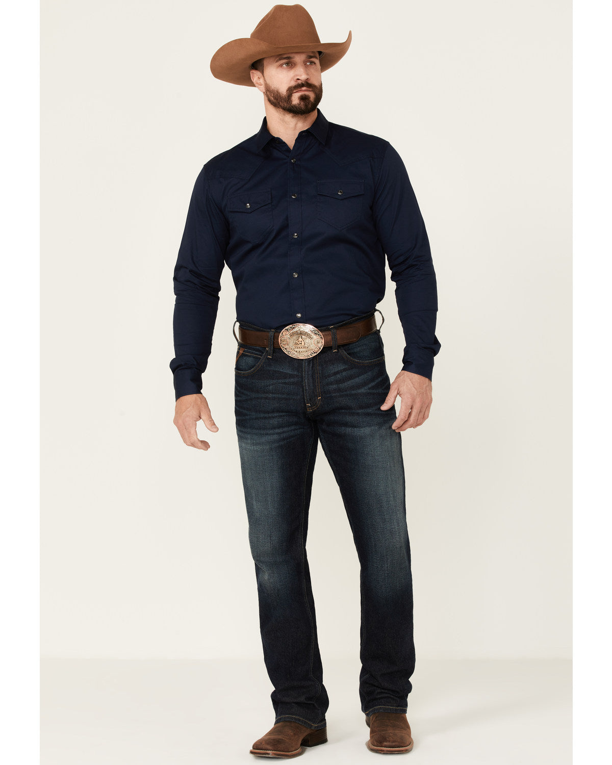 Men's Solid Treadstone Long Sleeve Pearl Snap Western Shirt Black