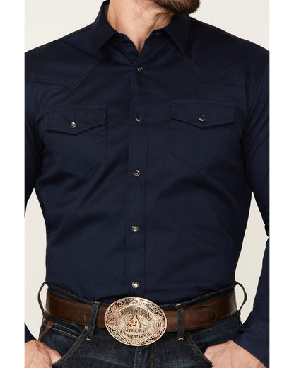 Men's Solid Treadstone Long Sleeve Pearl Snap Western Shirt Black