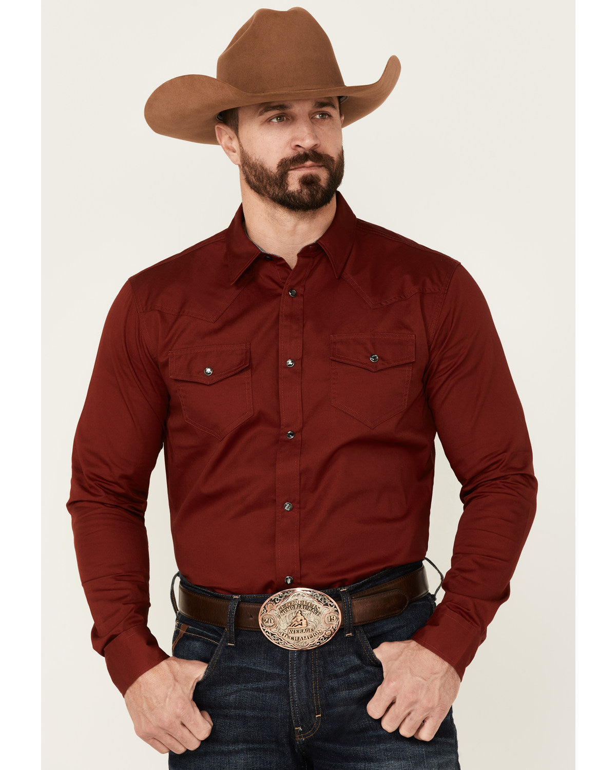 Men's Solid Treadstone Long Sleeve Pearl Snap Western Shirt Black