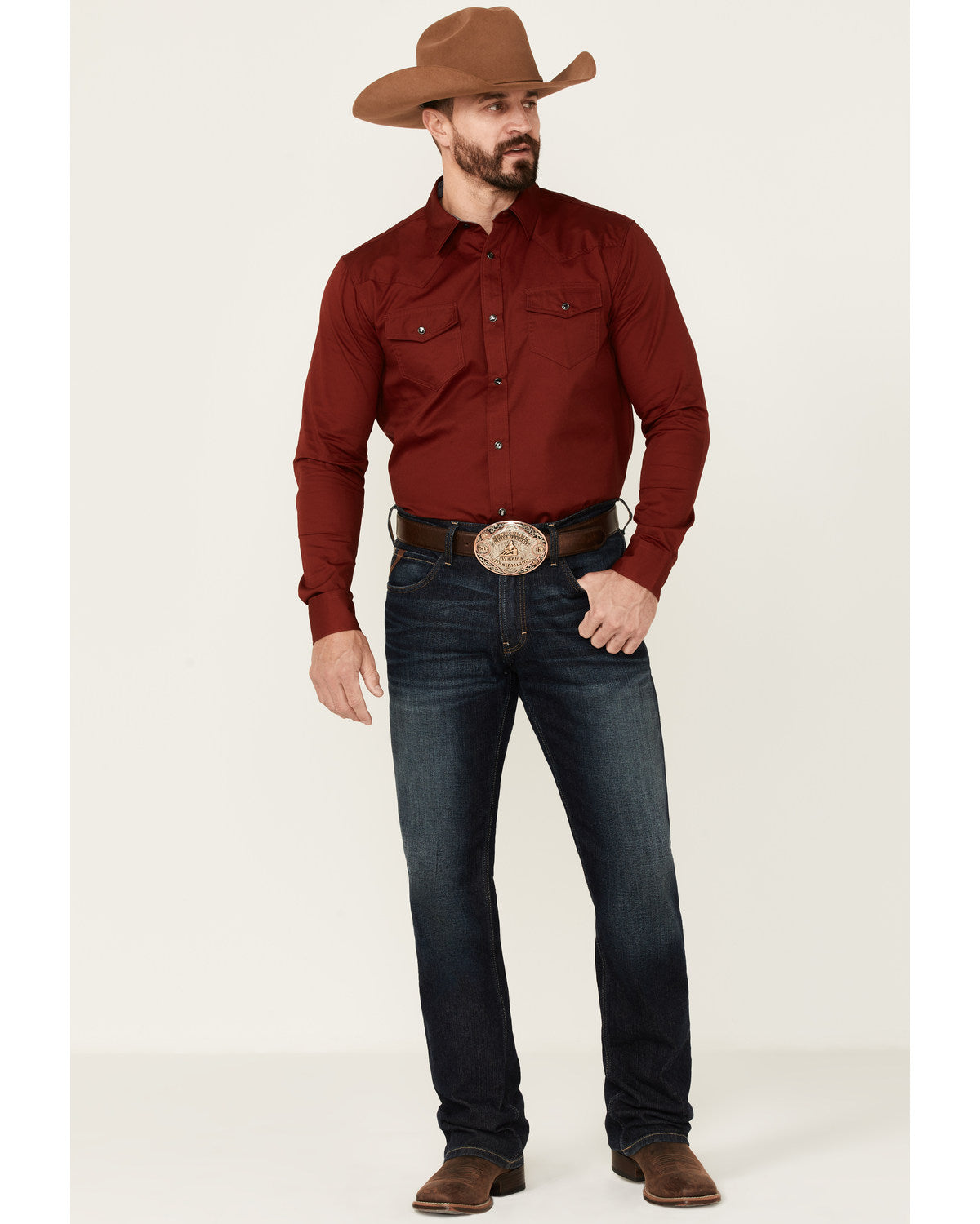 Men's Solid Treadstone Long Sleeve Pearl Snap Western Shirt Black