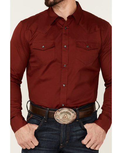 Men's Solid Treadstone Long Sleeve Pearl Snap Western Shirt Black