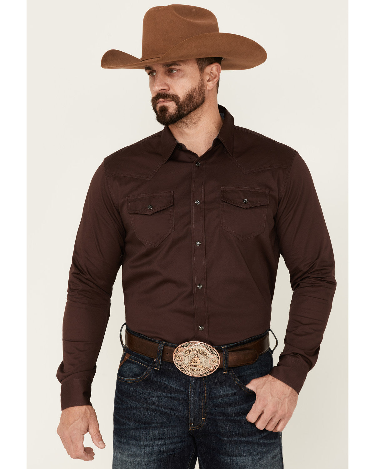 Men's Solid Treadstone Long Sleeve Pearl Snap Western Shirt Black