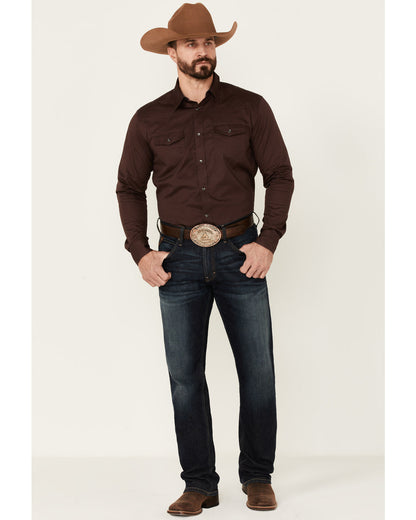 Men's Solid Treadstone Long Sleeve Pearl Snap Western Shirt Black