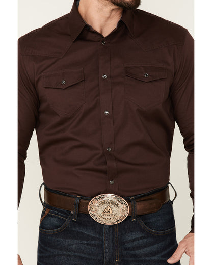 Men's Solid Treadstone Long Sleeve Pearl Snap Western Shirt Black