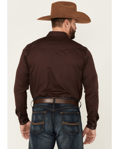 Men's Solid Treadstone Long Sleeve Pearl Snap Western Shirt Black