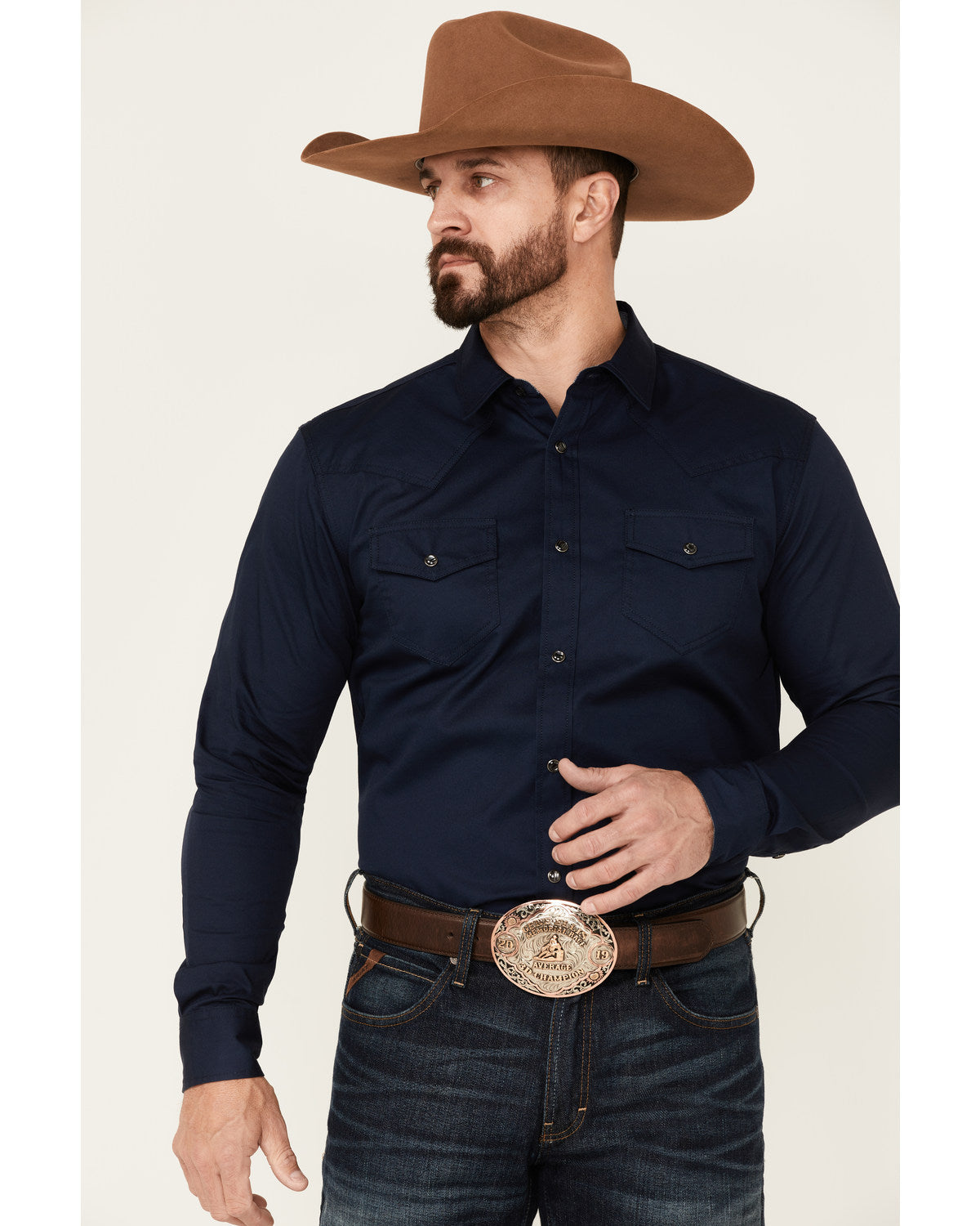 Men's Solid Treadstone Long Sleeve Pearl Snap Western Shirt Black