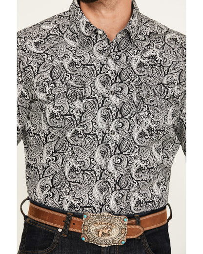 Men's Mamba Paisley Print Long Sleeve Western Snap Shirt Black
