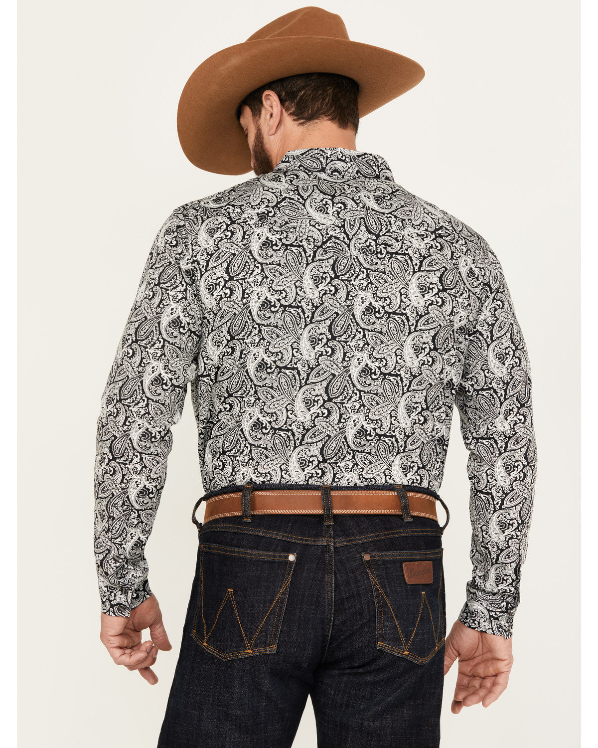 Men's Mamba Paisley Print Long Sleeve Western Snap Shirt Black
